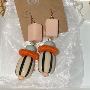 Plunder Peach, Orange & Black Drop Earrings